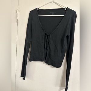 Brandy Melville Ribbed Tie Front Long Sleeved Top